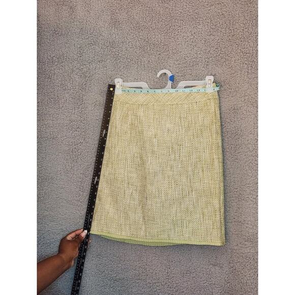 NWT Anne Taylor Light Green Tweed Lined Pencil Pleated Skirt 6P - Picture 2 of 5